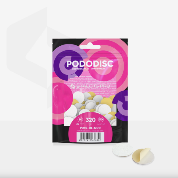 White Disposable files SOFT BASE for Pododisc Staleks Pro M, 320 grit (50 pcs) PDFS-20-320w